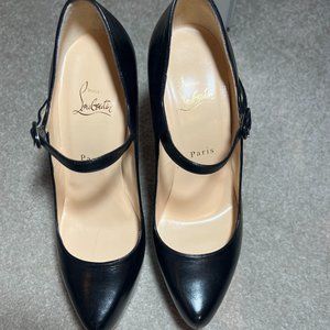 *NEW* Christian Louboutin Black Leather Lady Daf Mary Jane Pumps Heels